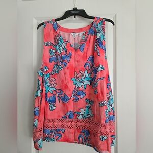 Crown and Ivy Women's XXL Coral Floral sleeveless top